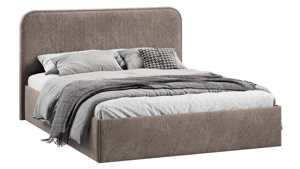 Каркас кровати ТриЯ Тиффани Тип 1 c ПМ 140x200 (микровелюр Wellmart Latte) — фото 1