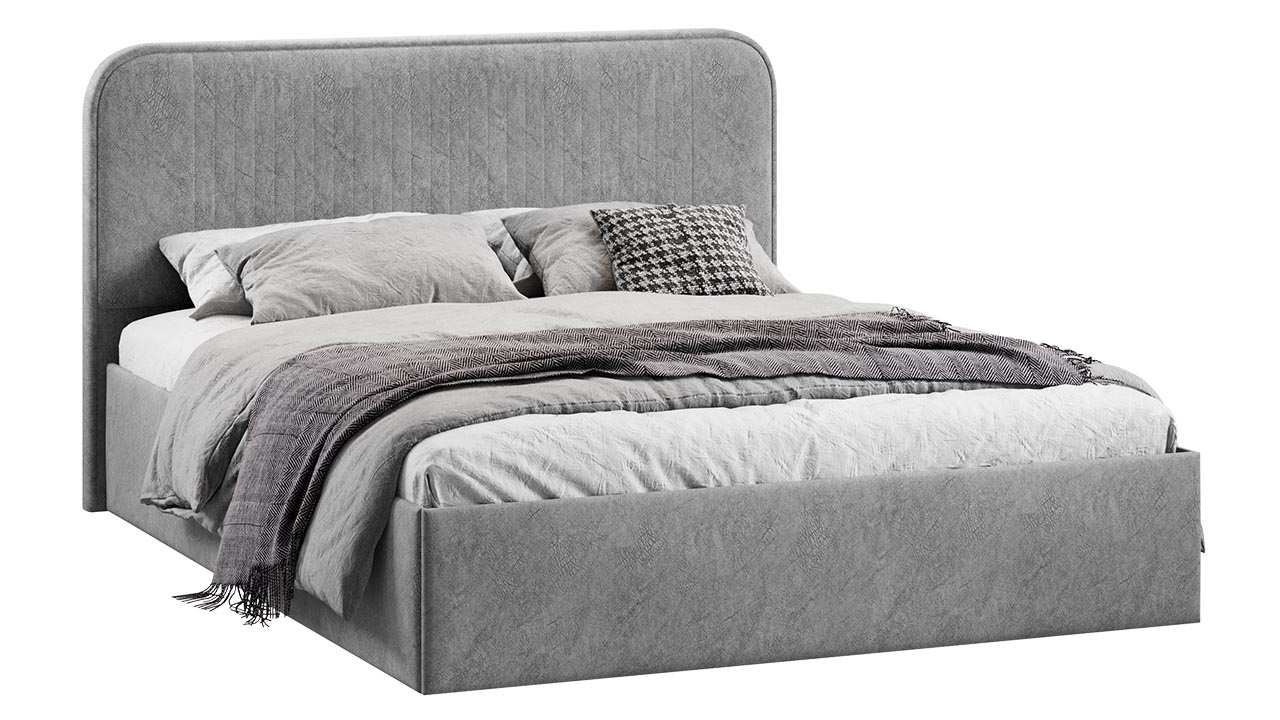 Каркас кровати ТриЯ Тиффани Тип 1 c ПМ 140x200 (микровелюр Wellmart Silver) — фото 1