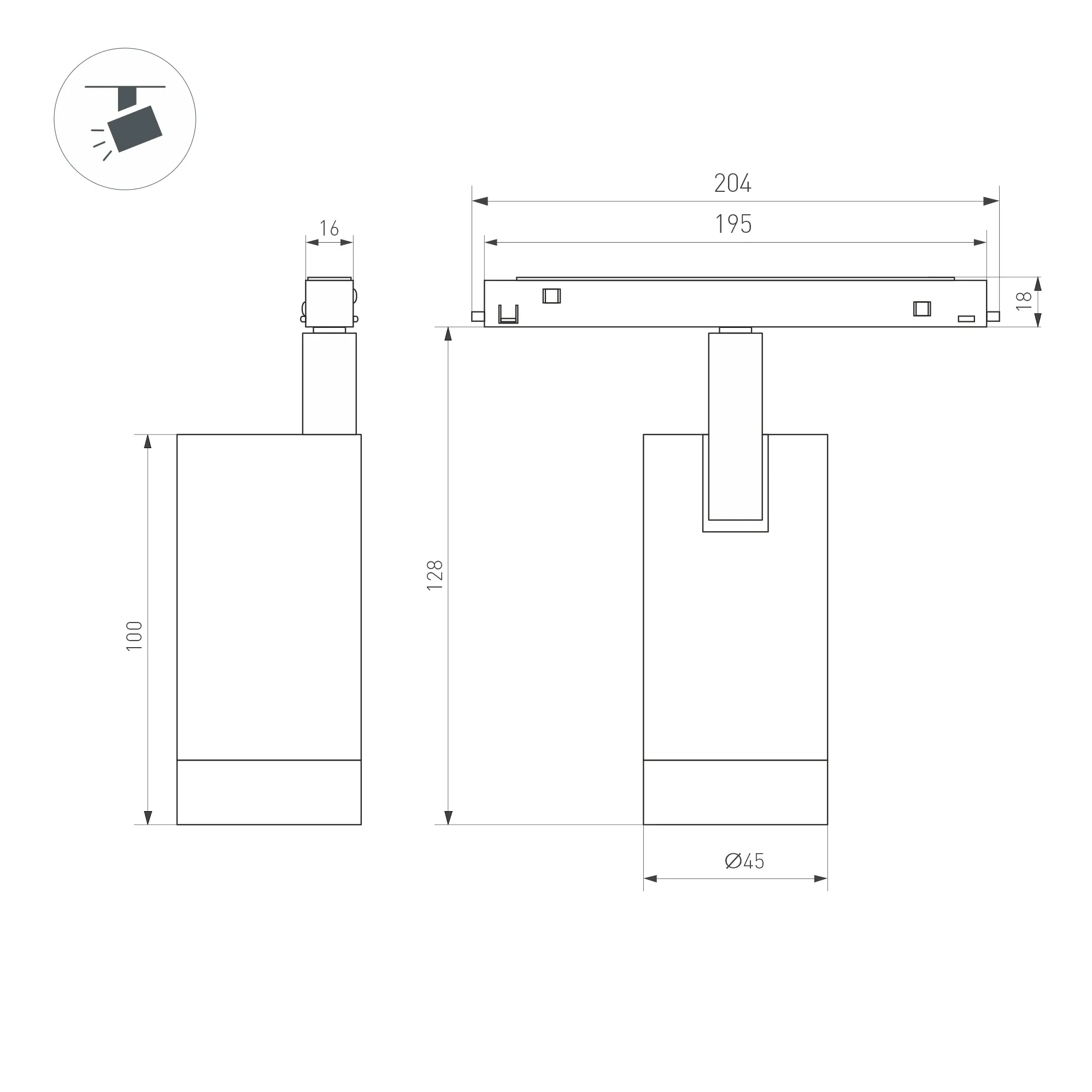 Трековый светильник Arlight MAG-ORIENT-SPOT-R45-12W Day4000 BK 50deg / 050134 — фото 3