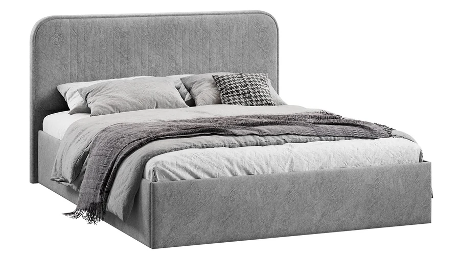 Каркас кровати ТриЯ Тиффани Тип 1 c ПМ 180x200 (микровелюр Wellmart Silver) — фото 1