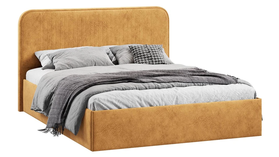 Каркас кровати ТриЯ Тиффани Тип 1 c ПМ 180x200 (микровелюр Wellmart Yellow) — фото 1