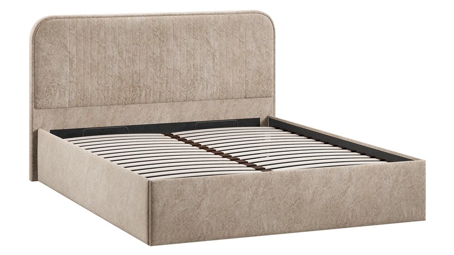 Полуторная кровать ТриЯ Тиффани Тип 1 c ПМ 140x200 (микровелюр Wellmart Dark Beige) — фото 2