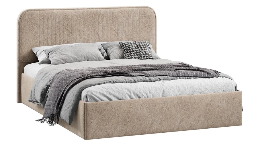 Полуторная кровать ТриЯ Тиффани Тип 1 c ПМ 140x200 (микровелюр Wellmart Dark Beige) — фото 1