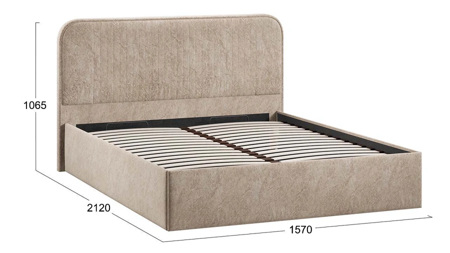 Полуторная кровать ТриЯ Тиффани Тип 1 c ПМ 140x200 (микровелюр Wellmart Dark Beige) — фото 4