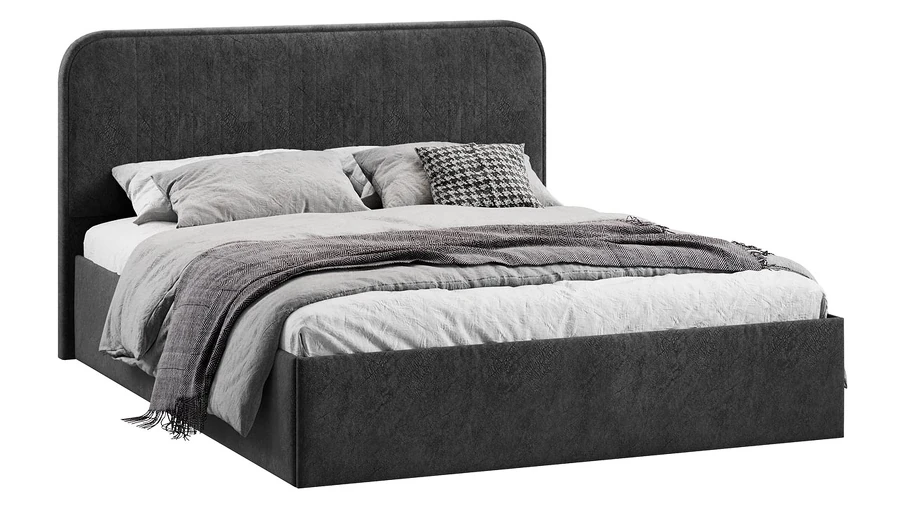Полуторная кровать ТриЯ Тиффани Тип 1 c ПМ 140x200 (микровелюр Wellmart Graphite) — фото 1