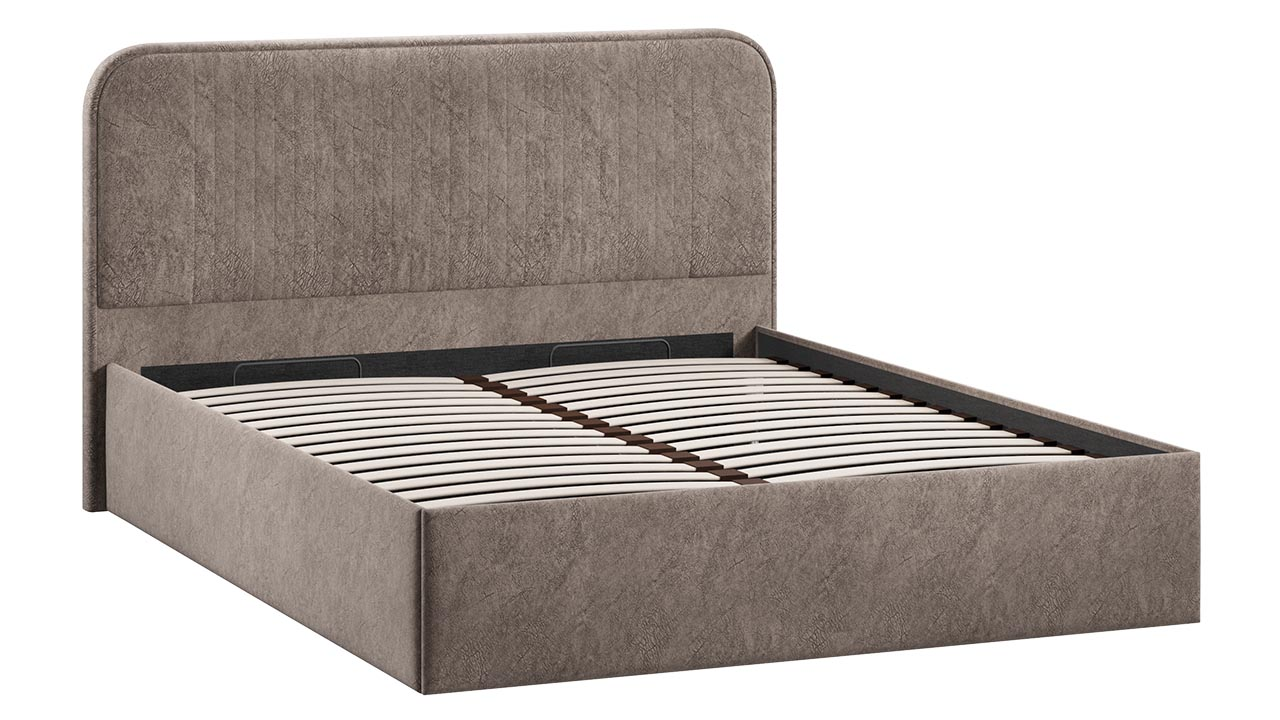 Каркас кровати ТриЯ Тиффани Тип 1 c ПМ 140x200 (микровелюр Wellmart Latte) — фото 2