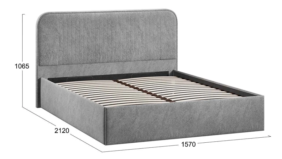 Полуторная кровать ТриЯ Тиффани Тип 1 c ПМ 140x200 (микровелюр Wellmart Silver) — фото 4