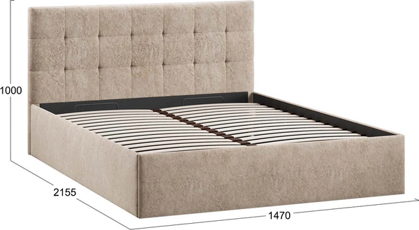 Каркас кровати ТриЯ Джоли Тип 1 универсальный 140x200 (микровелюр Wellmart Dark Beige)