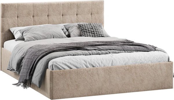 Каркас кровати ТриЯ Джоли Тип 1 универсальный 140x200 (микровелюр Wellmart Dark Beige)