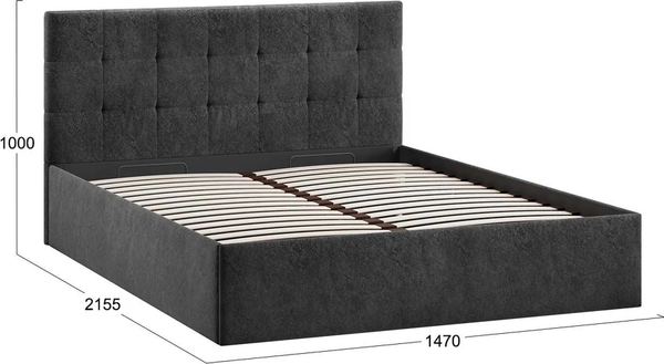 Каркас кровати ТриЯ Джоли Тип 1 универсальный 140x200 (микровелюр Wellmart Graphite)