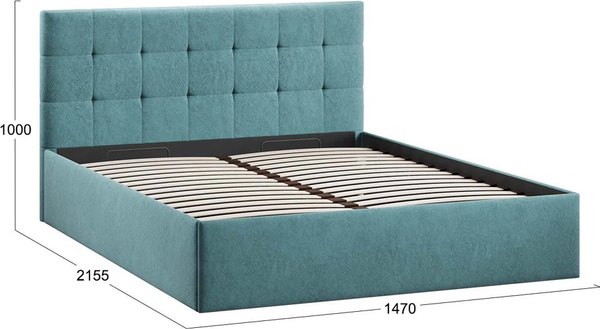 Каркас кровати ТриЯ Джоли Тип 1 универсальный 140x200 (микровелюр Wellmart Indigo)