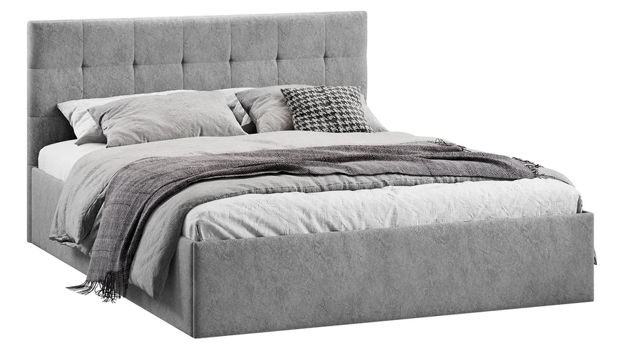 Каркас кровати ТриЯ Джоли Тип 1 универсальный 140x200 (микровелюр Wellmart Silver) — фото 1