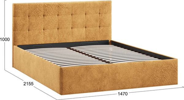 Каркас кровати ТриЯ Джоли Тип 1 универсальный 140x200 (микровелюр Wellmart Yellow)