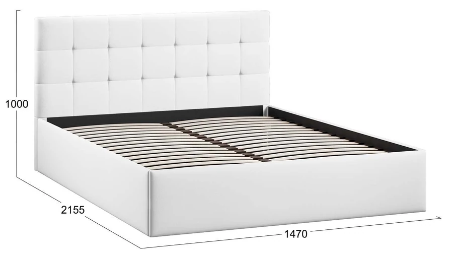 Каркас кровати ТриЯ Джоли Тип 1 универсальный 140x200 (экокожа Polo white) — фото 3