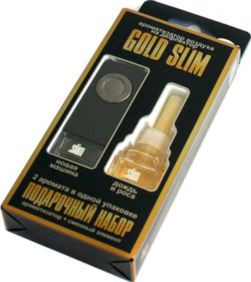 

Набор ароматизаторов автомобильных, Gold Slim Новая машина+Дождь и роса SMGD-71