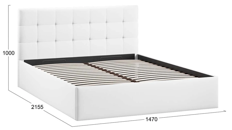 Полуторная кровать ТриЯ Джоли Универсальная с ПМ Тип 1 140x200 (экокожа Polo white) — фото 4