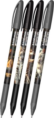 Набор шариковых ручек Erich Krause U-108 Stick Big City Cats / 63105 (4шт, синий) - 