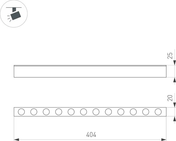 Трековый светильник Arlight MAG-DOTS-25-L400-12W Day4000 BK 30deg / 046325
