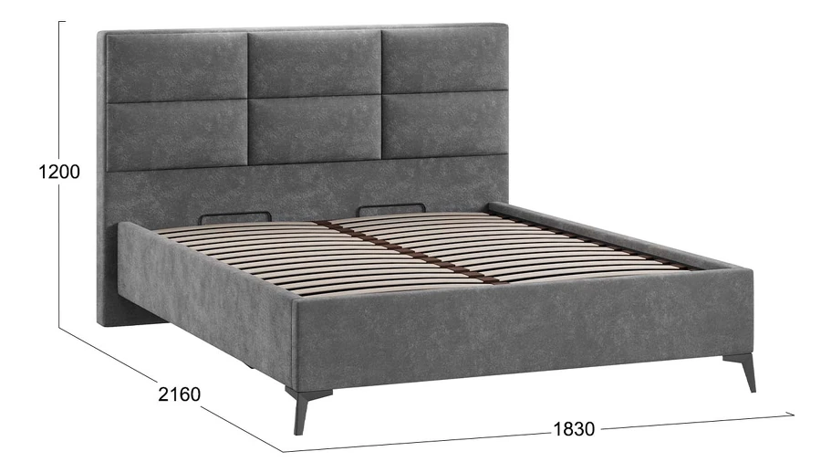 Каркас кровати ТриЯ Делана Тип 1 с подъемным механизмом 160x200 (велюр Brut Grey 16) — фото 3