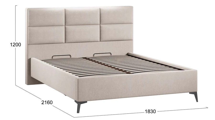 Каркас кровати ТриЯ Делана Тип 1 с подъемным механизмом 160x200 (велюр Мокко светлый) — фото 3