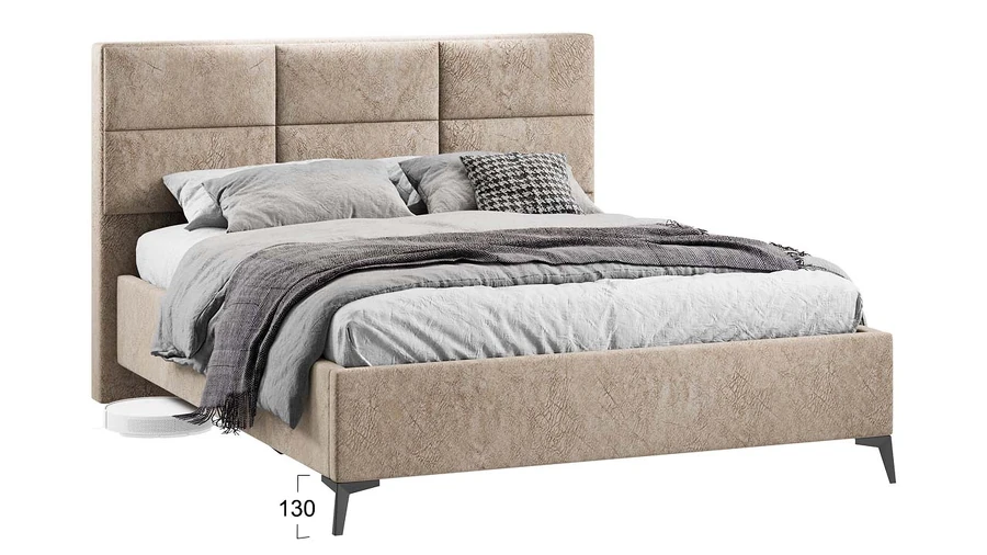 Каркас кровати ТриЯ Делана Тип 1 с подъемным механизмом 160x200 (микровелюр Wellmart Dark Beige) — фото 4