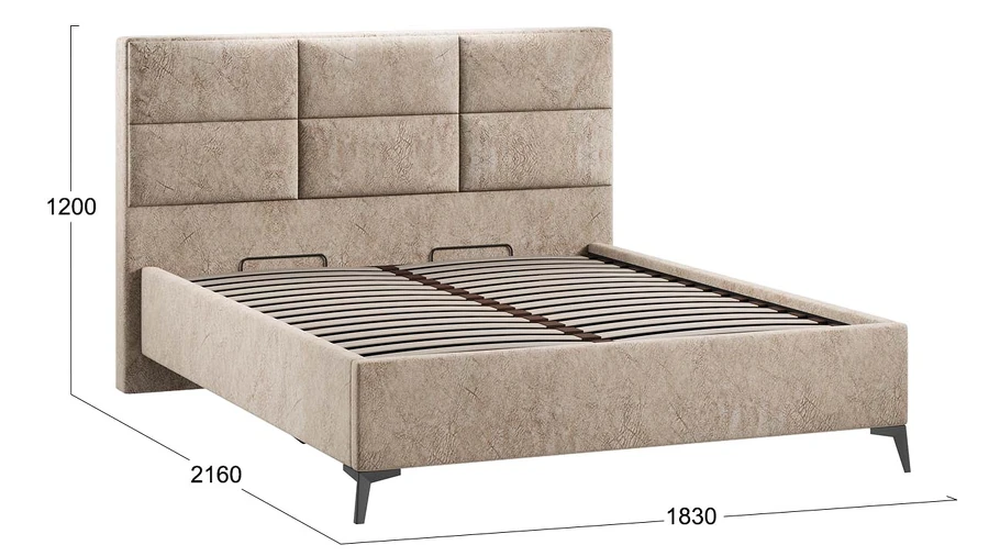 Каркас кровати ТриЯ Делана Тип 1 с подъемным механизмом 160x200 (микровелюр Wellmart Dark Beige) — фото 5