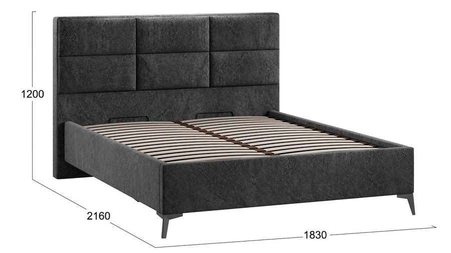 Каркас кровати ТриЯ Делана Тип 1 с подъемным механизмом 160x200 (микровелюр Wellmart Graphite) — фото 5