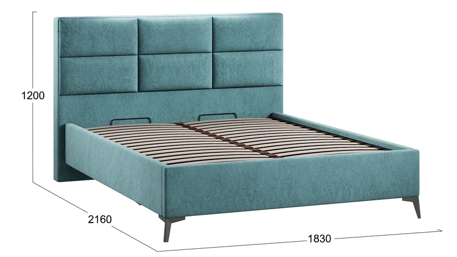 Каркас кровати ТриЯ Делана Тип 1 с подъемным механизмом 160x200 (микровелюр Wellmart Indigo) — фото 5