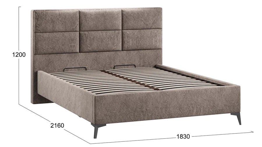 Каркас кровати ТриЯ Делана Тип 1 с подъемным механизмом 160x200 (микровелюр Wellmart Latte) — фото 5