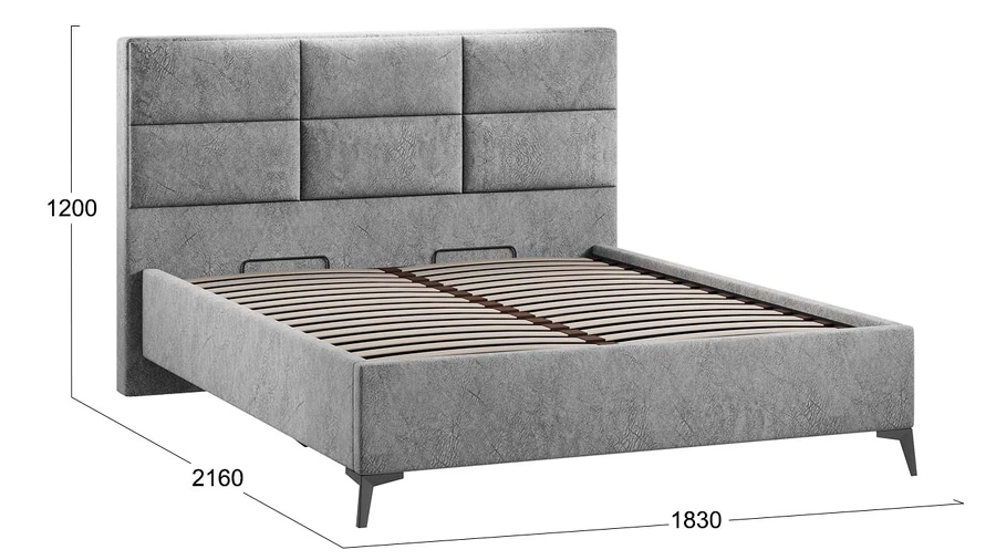 Каркас кровати ТриЯ Делана Тип 1 с подъемным механизмом 160x200 (микровелюр Wellmart Silver) — фото 5