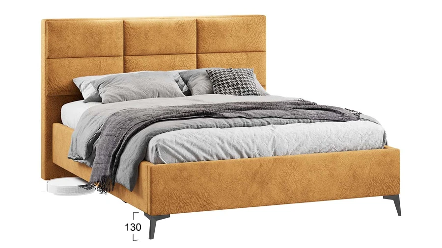Каркас кровати ТриЯ Делана Тип 1 с подъемным механизмом 160x200 (микровелюр Wellmart Yellow) — фото 4