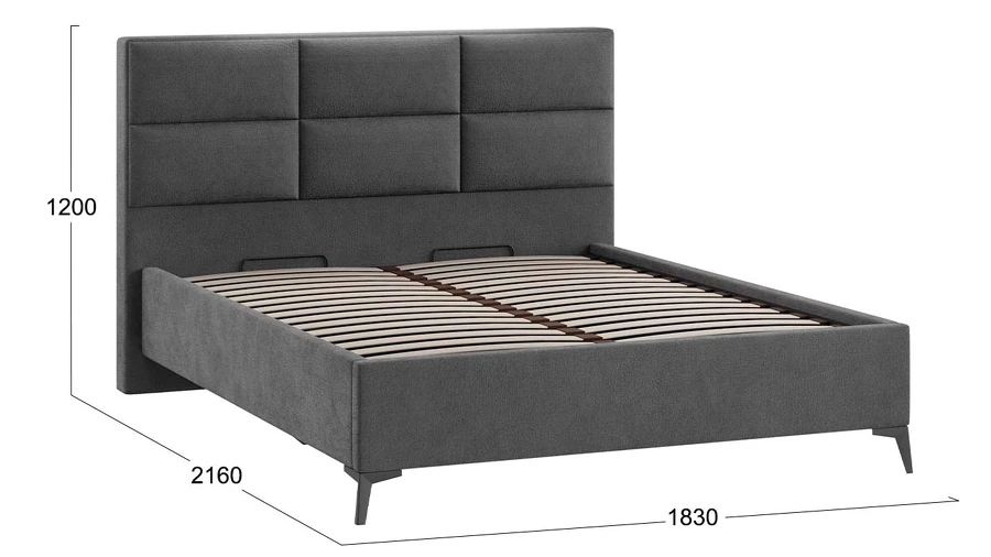 Каркас кровати ТриЯ Делана Тип 1 с подъемным механизмом 160x200 (микрошенилл Relax Graphite) — фото 6
