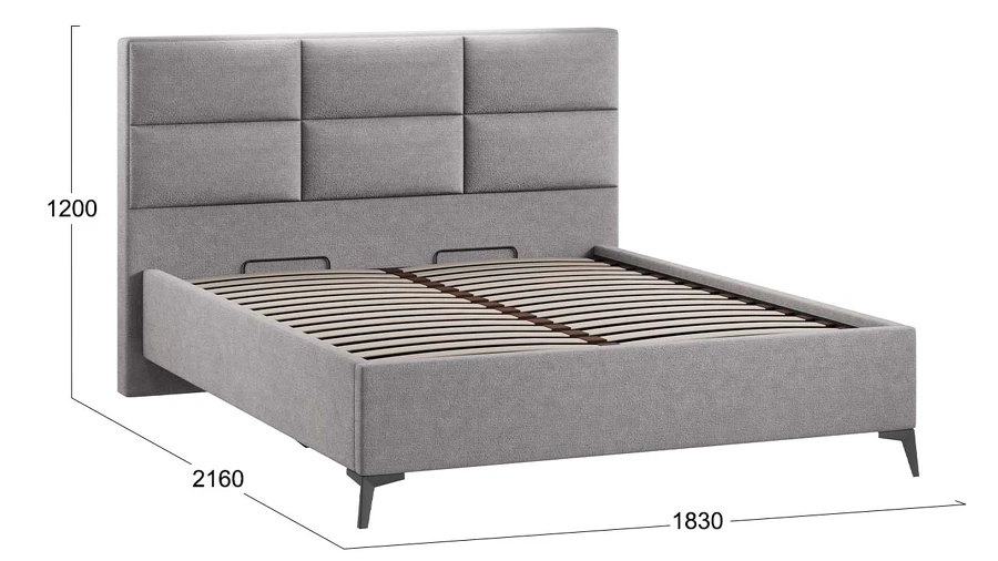 Каркас кровати ТриЯ Делана Тип 1 с подъемным механизмом 160x200 (микрошенилл Relax Mocco) — фото 5