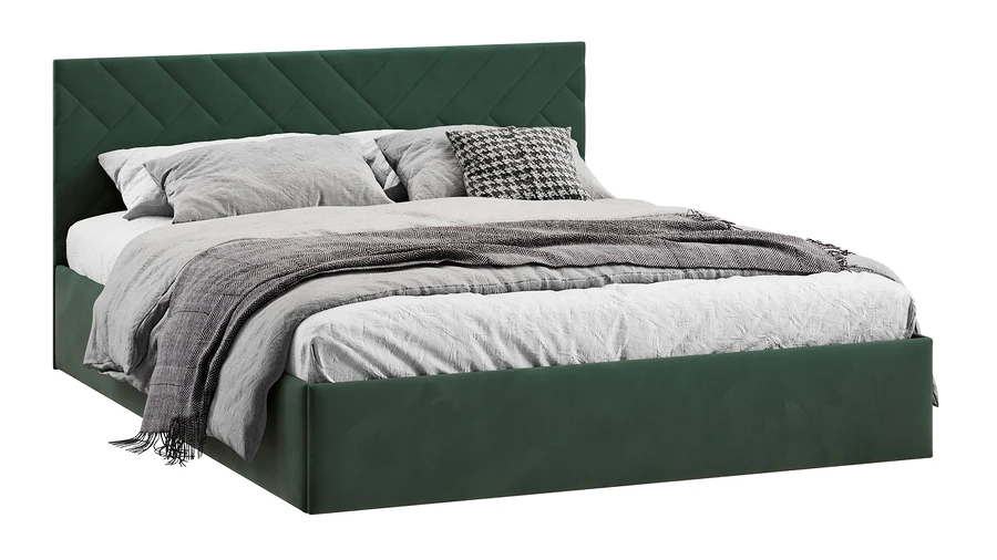 Двуспальная кровать ТриЯ Кевия Тип 1 с подъемным механизмом 160x200 (велюр Confetti Deep forest) — фото 1