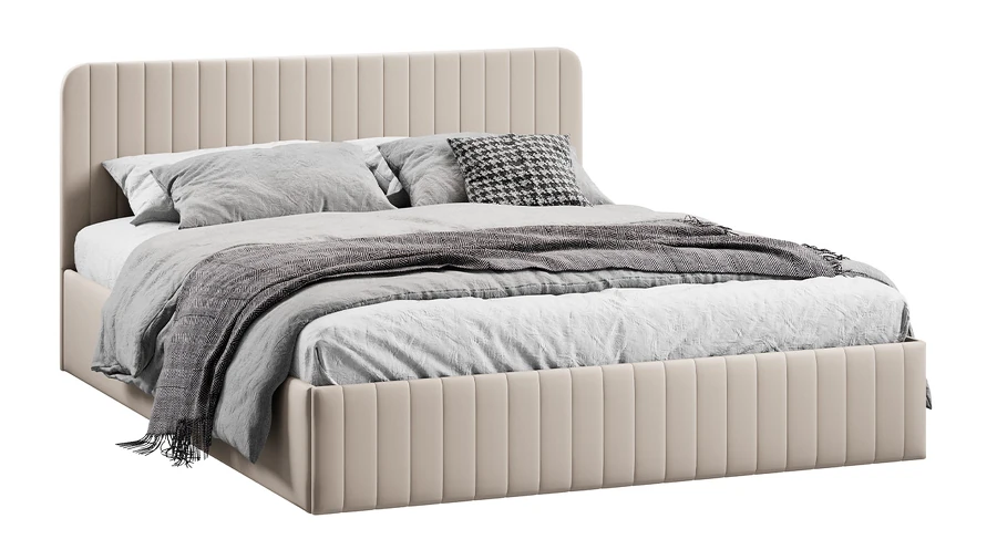 Двуспальная кровать ТриЯ Шелли Тип 1 с подъемным механизмом 160x200 (велюр Confetti Cream) — фото 1