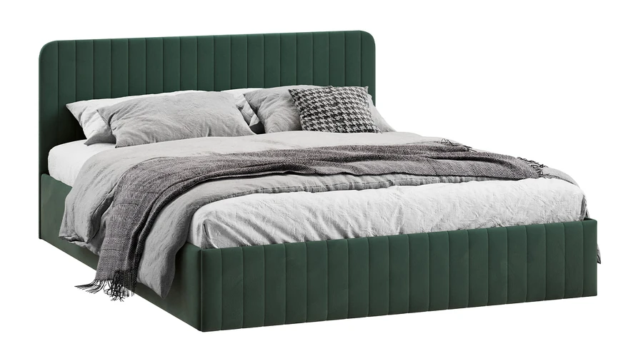 Двуспальная кровать ТриЯ Шелли Тип 1 с подъемным механизмом 160x200 (велюр Confetti Deep forest) — фото 1