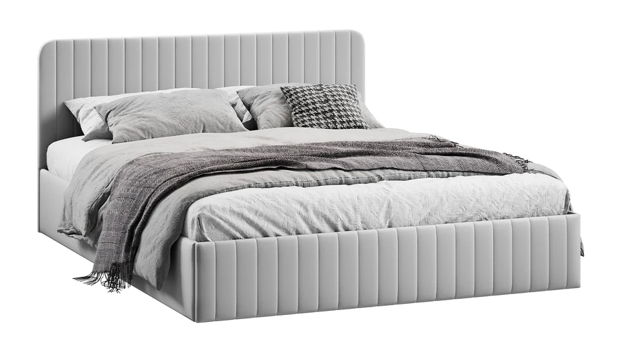 Двуспальная кровать ТриЯ Шелли Тип 1 с подъемным механизмом 160x200 (велюр Confetti Silver) — фото 1