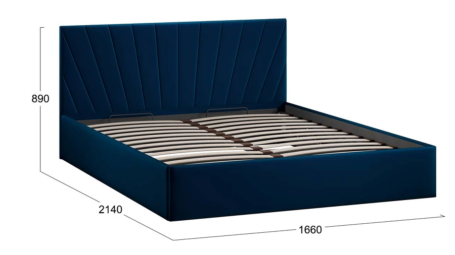Двуспальная кровать ТриЯ Эвори Тип 1 с подъемным механизмом 160x200 (велюр Confetti Blue) — фото 4