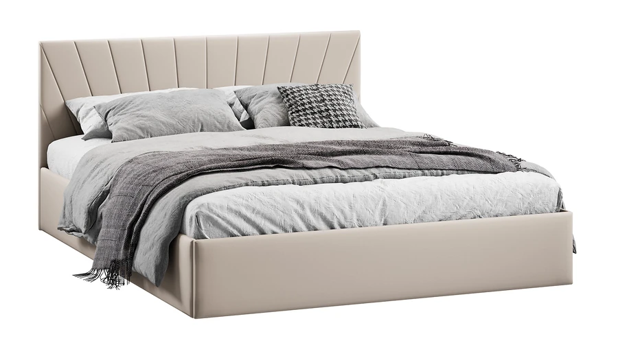 Двуспальная кровать ТриЯ Эвори Тип 1 с подъемным механизмом 160x200 (велюр Confetti Cream) — фото 1