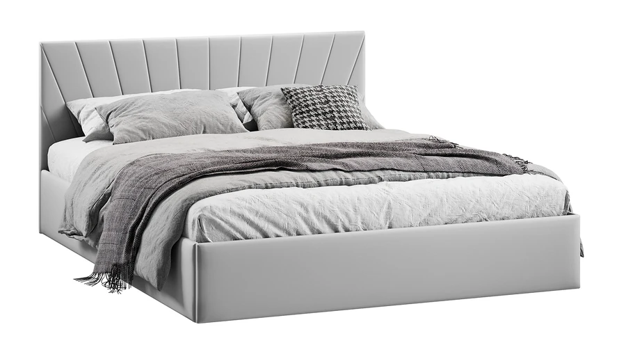 Двуспальная кровать ТриЯ Эвори Тип 1 с подъемным механизмом 160x200 (велюр Confetti Silver) — фото 1