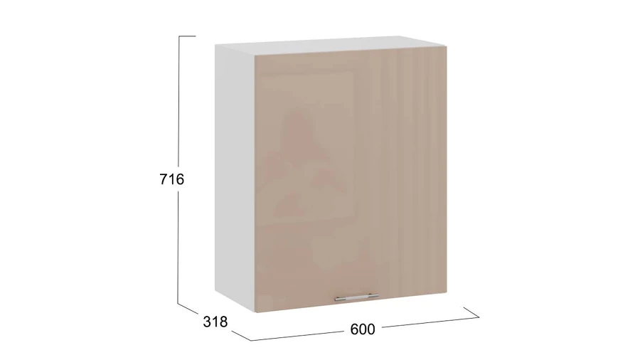 Шкаф навесной для кухни ТриЯ Весна 1В6 с одной дверью (белый/кофе с молоком) — фото 3