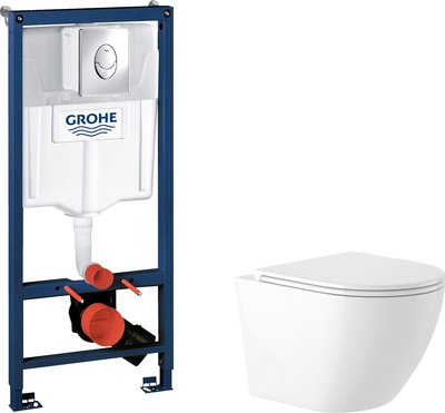 

Унитаз подвесной с инсталляцией, KW-9003W Rimles + GROHE Rapid SL 38721001