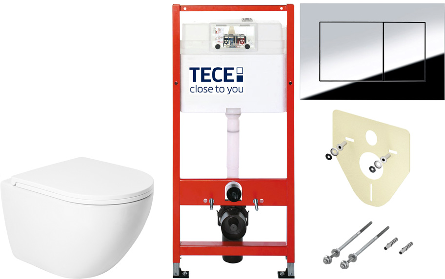 Унитаз подвесной с инсталляцией Saniteco KW-9003W Single Hole + TECE Kit 9400412