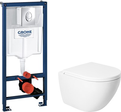 

Унитаз подвесной с инсталляцией, KW-9003W Single Hole + GROHE Rapid SL 38721001
