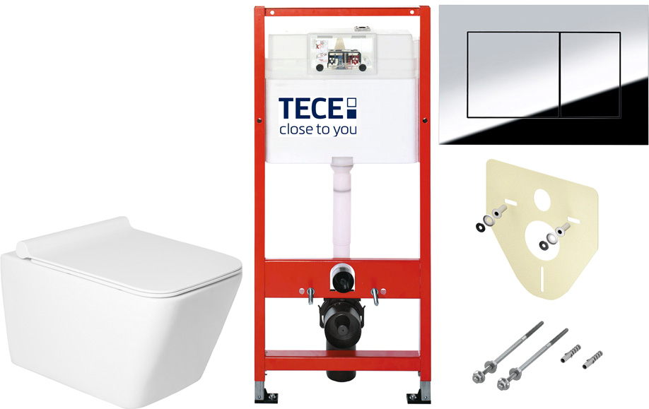 Унитаз подвесной с инсталляцией Saniteco KW-9004W + TECE Kit 9400412