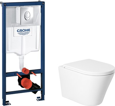Унитаз подвесной с инсталляцией Saniteco KW-9005W + GROHE Rapid SL 38721001 - 