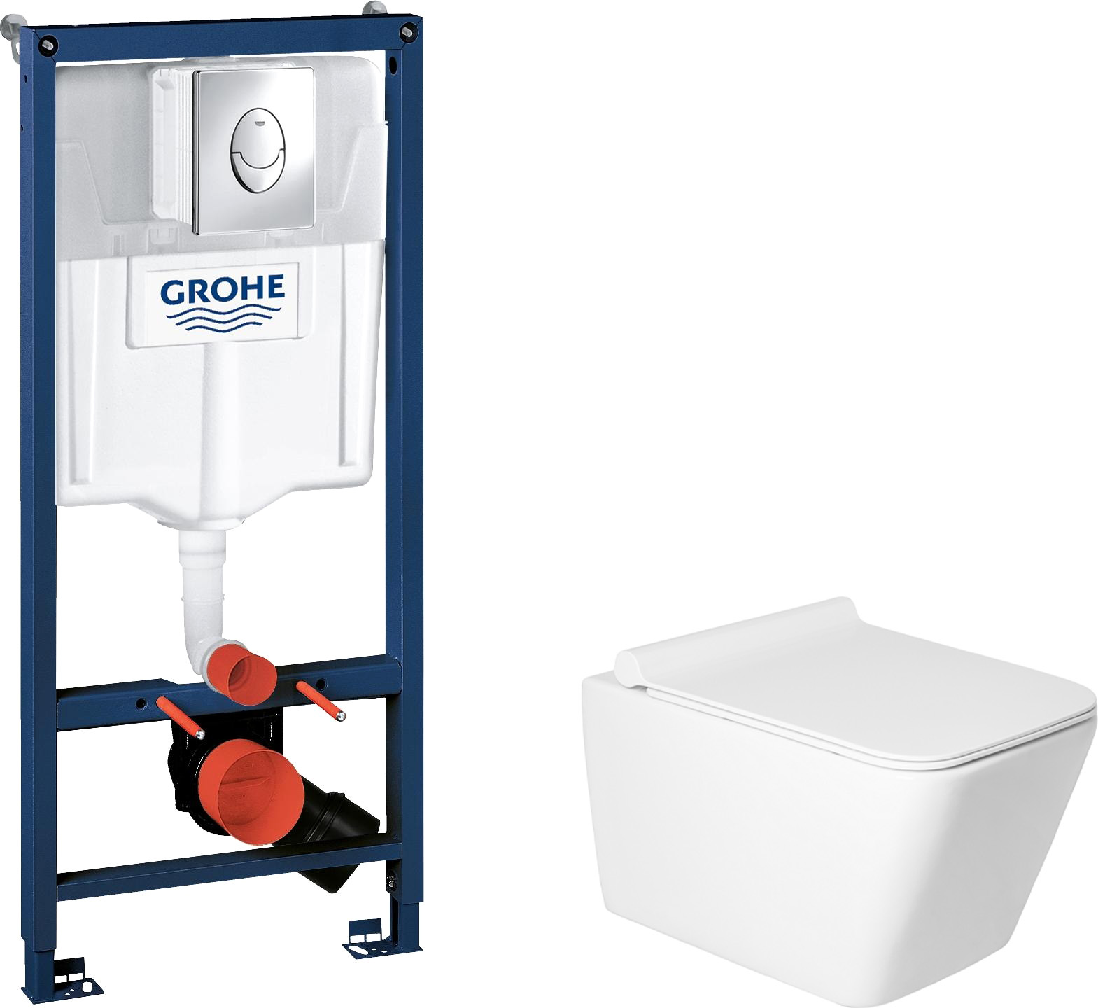 Унитаз подвесной с инсталляцией Saniteco KW-9004W + GROHE Rapid SL 38721001
