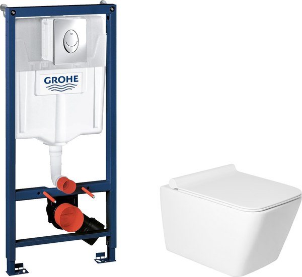 Унитаз подвесной с инсталляцией Saniteco KW-9004W + GROHE Rapid SL 38721001