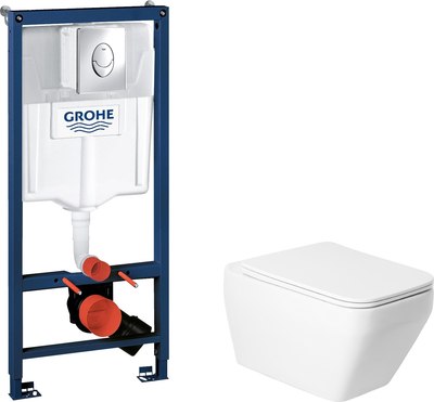 

Унитаз подвесной с инсталляцией, KW-9010W + GROHE Rapid SL 38721001