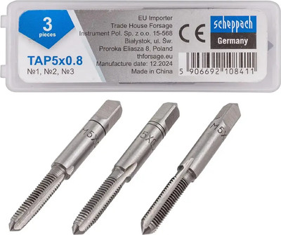 Набор метчиков Scheppach Sch-TAP5x0.8 (65176), (3шт) - 